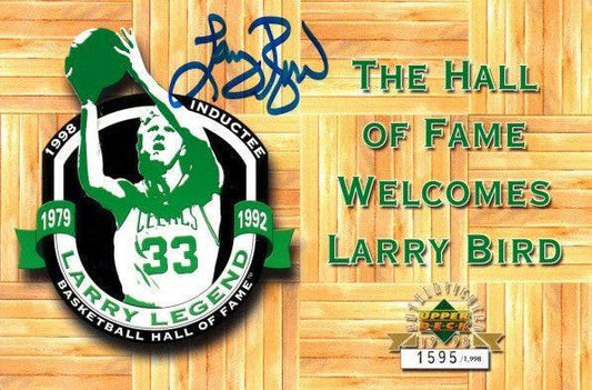 Larry Bird signed Celtics 1998 Hall of Fame UDA postcard /1998 Schwartz Sports - AutographsForSale.com