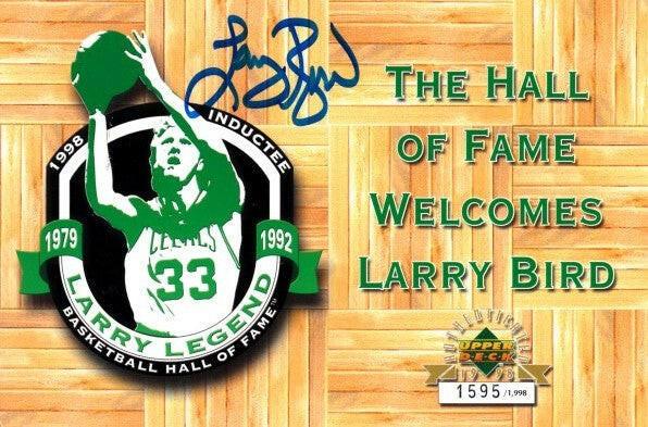 Larry Bird signed Celtics 1998 Hall of Fame UDA postcard /1998 Schwartz Sports - AutographsForSale.com