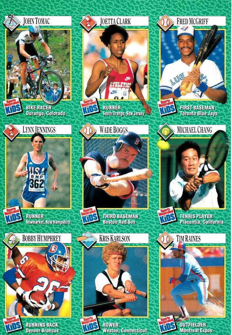 Michael Chang RC Wade Boggs Tim Raines 1990 SI for Kids 9 card sheet - AutographsForSale.com