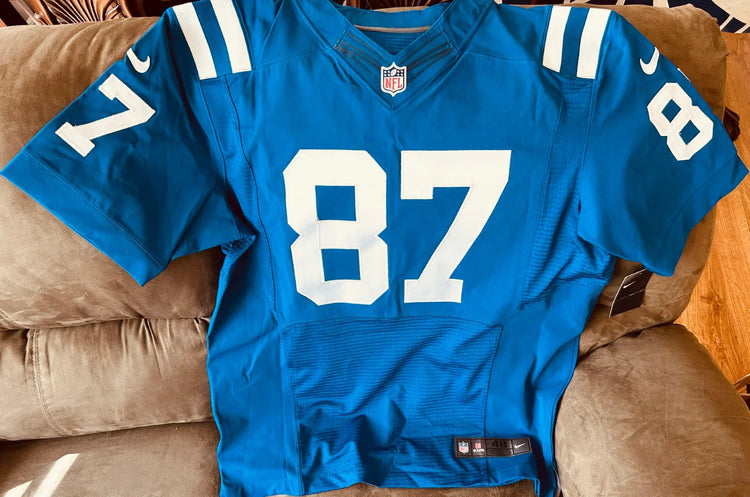 Reggie Wayne Indianapolis Colts 2014 last season Nike Elite game model blue jersey NEW - AutographsForSale.com