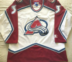 Patrick Roy Colorado Avalanche 90s authentic Starter white jersey - AutographsForSale.com