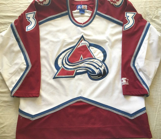 Patrick Roy Colorado Avalanche 90s authentic Starter white jersey - AutographsForSale.com