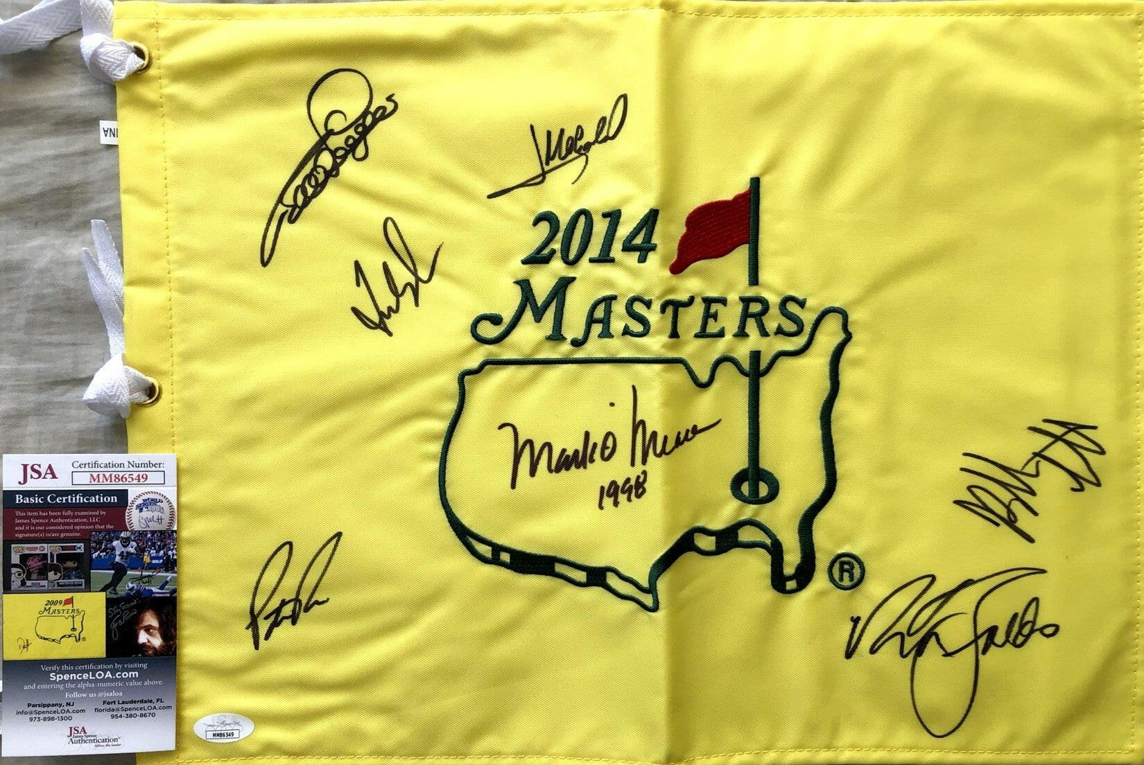 2014 Masters flag autographed by 7 winners (Bubba Watson Fred Couples Nick Faldo Patrick Reed) JSA - AutographsForSale.com