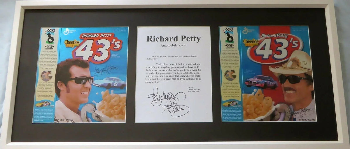 Richard Petty signed quote framed 2003 Cheerios Racing 43’s boxes JSA - AutographsForSale.com