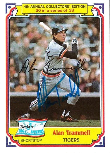 Alan Trammell autographed Detroit Tigers 1984 Drake’s Big Hitters card - AutographsForSale.com