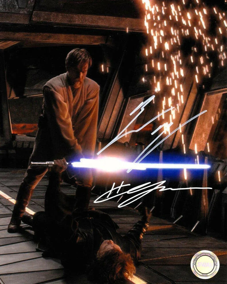 Hayden Christensen And Ewan McGregor autographed Anakin Vs Obi-Wan Star Wars 8x10 movie photo SWAU - AutographsForSale.com