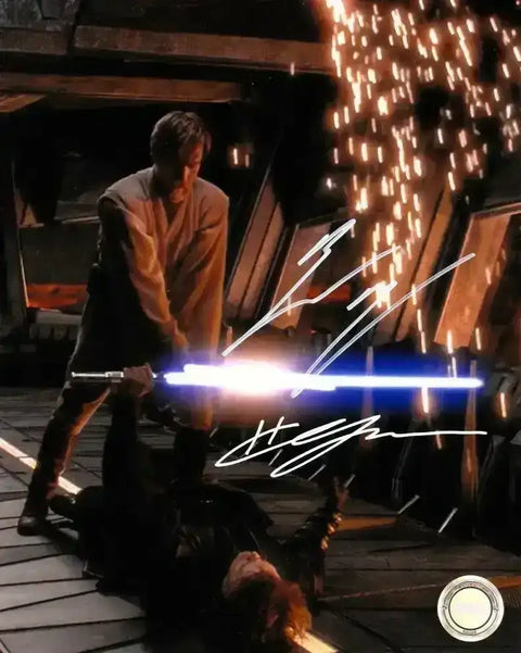 Hayden Christensen And Ewan McGregor autographed Anakin Vs Obi-Wan Star Wars 8x10 movie photo SWAU - AutographsForSale.com