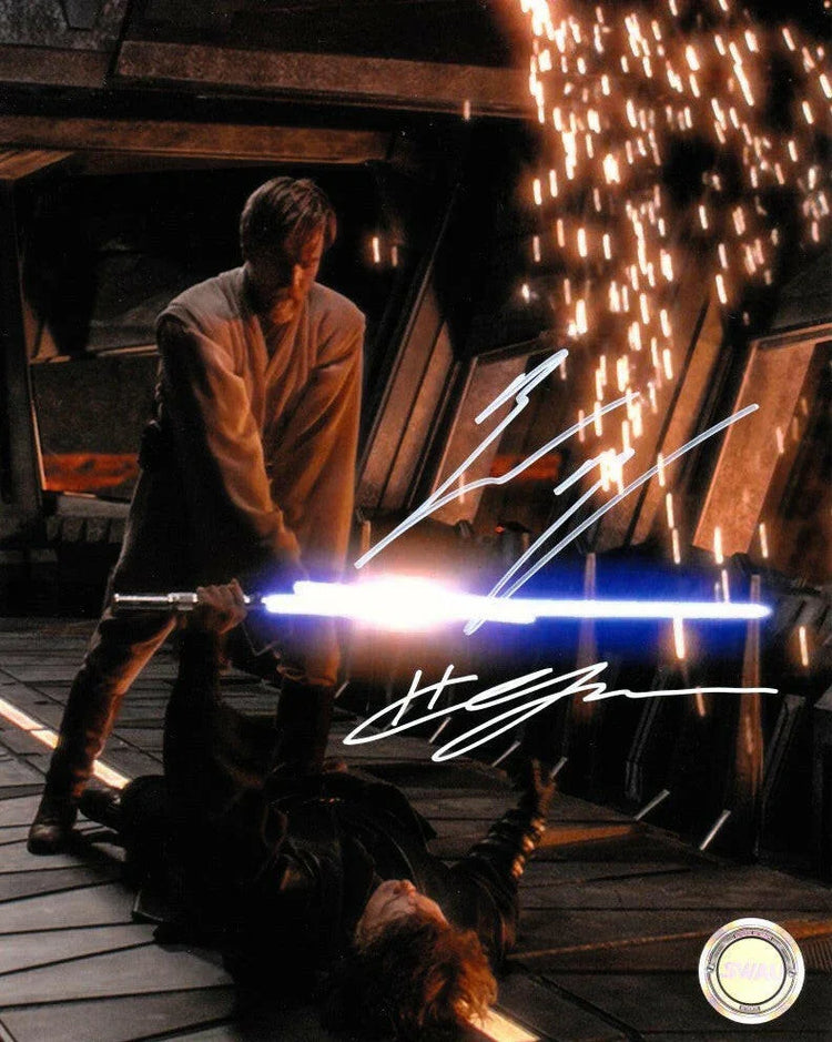 Hayden Christensen And Ewan McGregor autographed Anakin Vs Obi-Wan Star Wars 8x10 movie photo SWAU - AutographsForSale.com