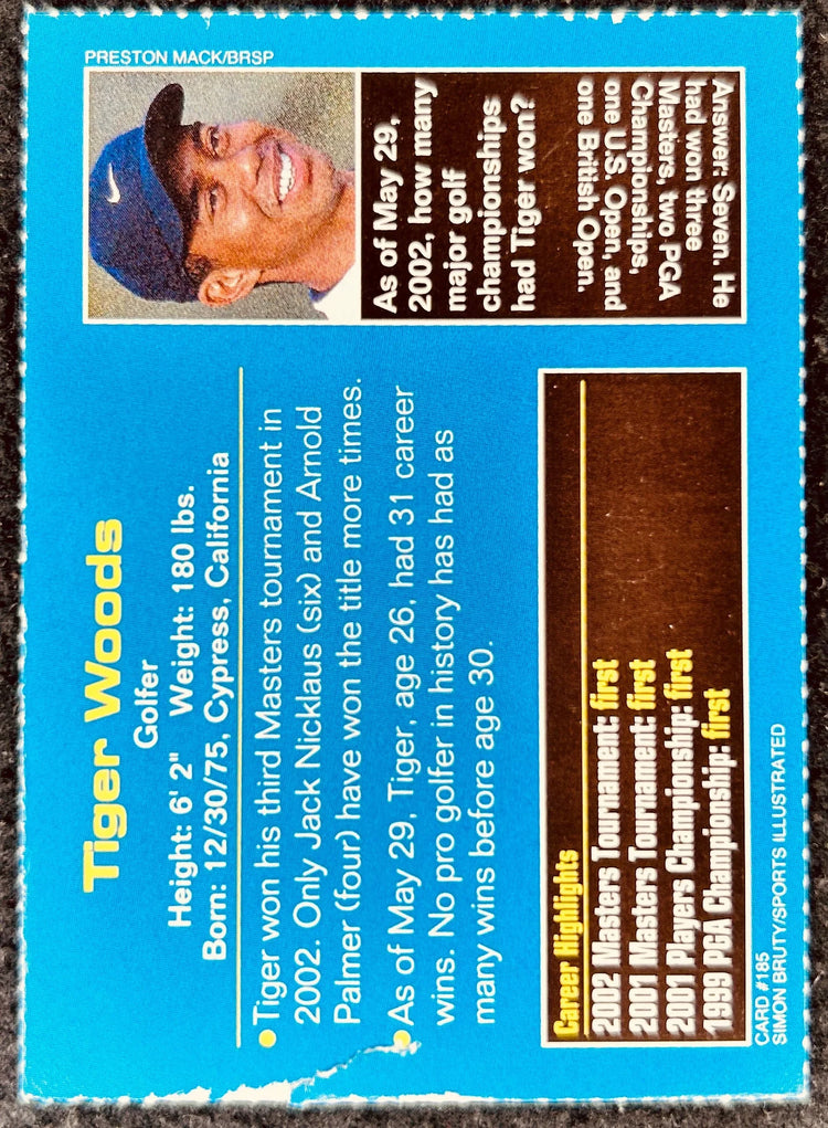 Tiger Woods 2002 SI for Kids golf card (small tear) - AutographsForSale.com