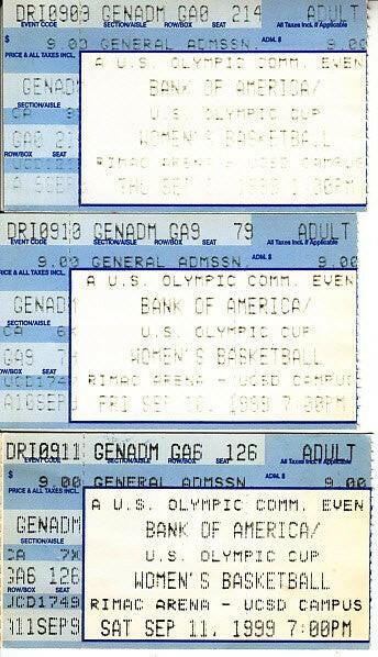 1999 US Olympic Cup Women’s basketball tickets team USA Wins - AutographsForSale.com