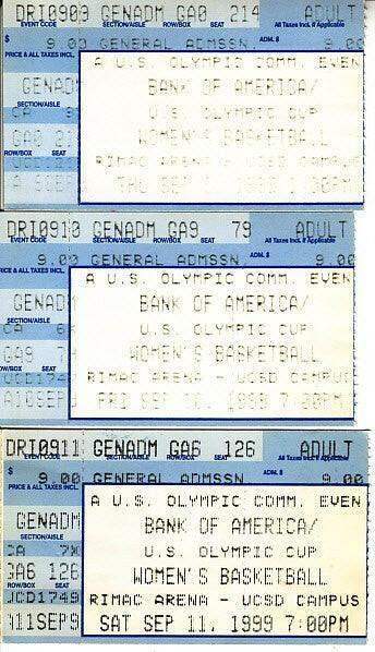 1999 US Olympic Cup Women’s basketball tickets team USA Wins - AutographsForSale.com