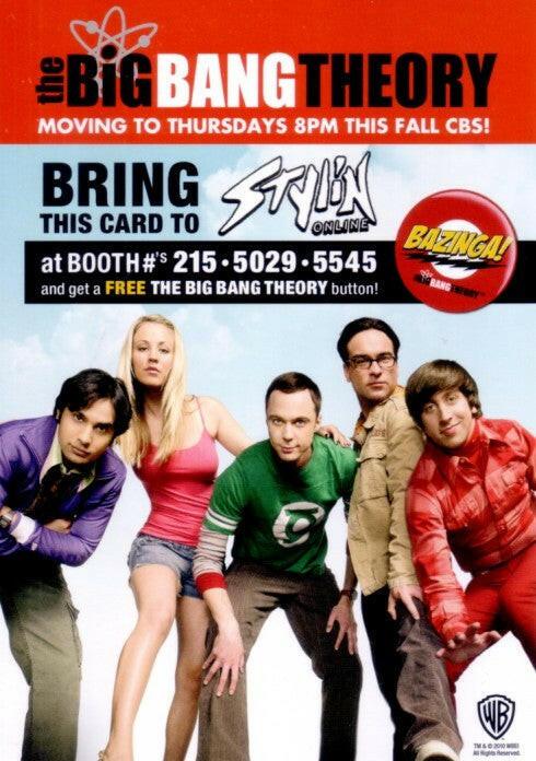 Big Bang Theory Cast 2010 San Diego Comic-Con 5x7 promo card - AutographsForSale.com