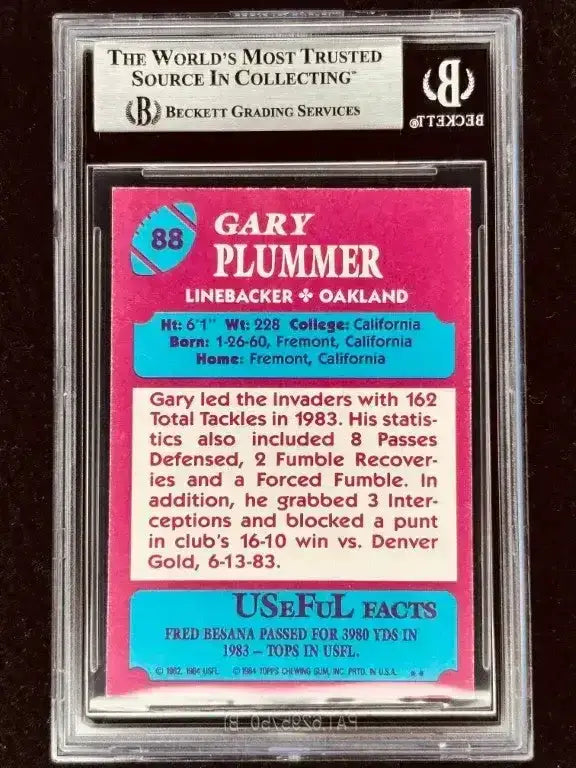Gary Plummer signed Oakland Invaders 1984 Topps USFL RC BAS certified - AutographsForSale.com