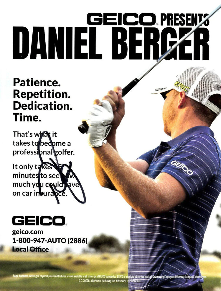 Daniel Berger autographed full page golf magazine GEICO ad - AutographsForSale.com