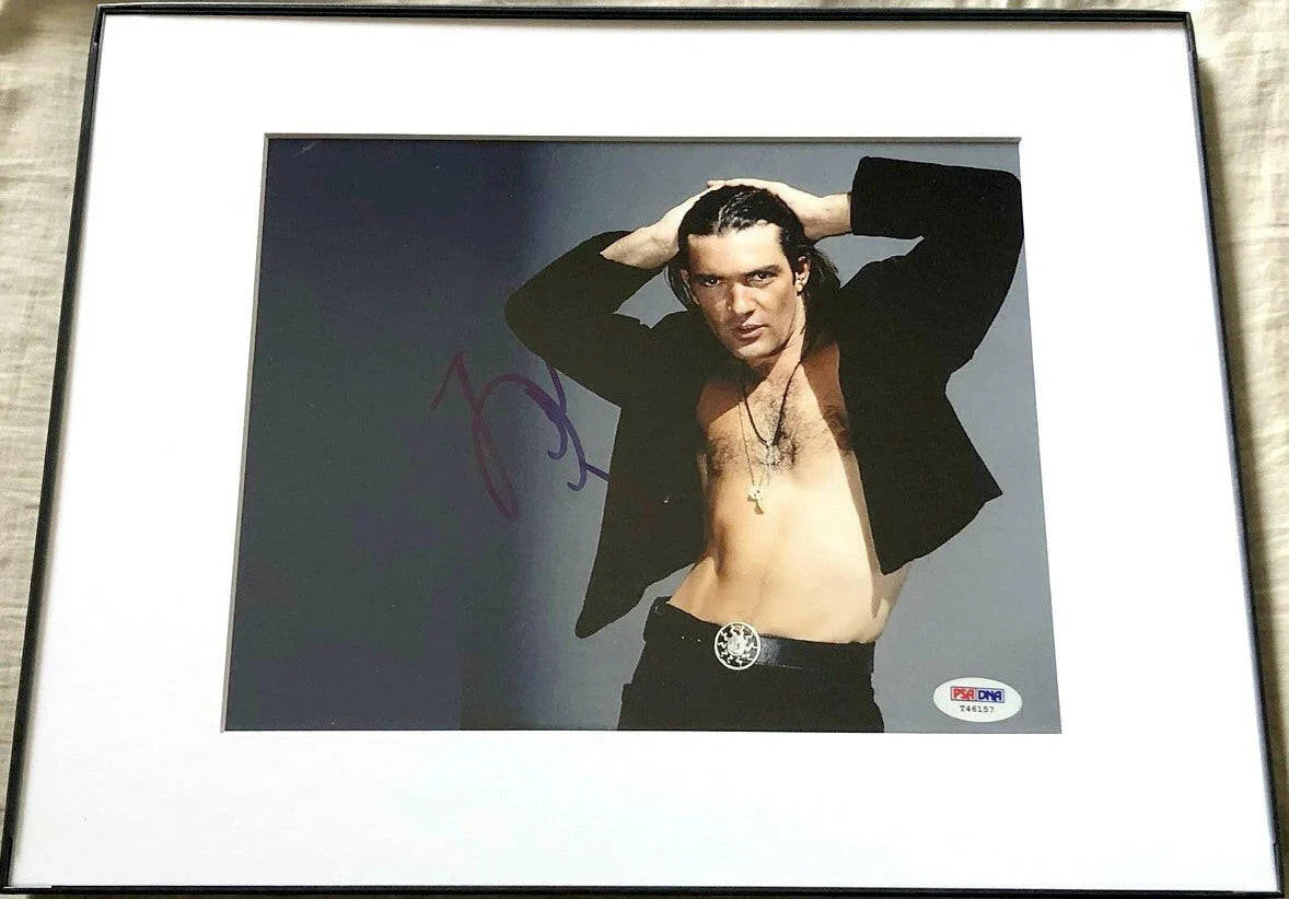 Antonio Banderas signed Bare Chest 8x10 photo framed PSA/DNA - AutographsForSale.com