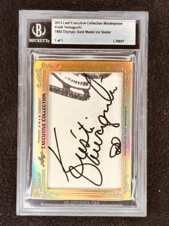 Kristi Yamaguchi 2013 Leaf Masterpiece Cut Signature certified signed card 1/1 JSA - AutographsForSale.com