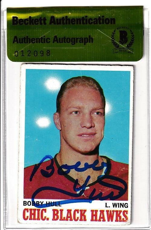 Bobby Hull autographed Chicago Blackhawks 1970-71 Topps card BAS - AutographsForSale.com