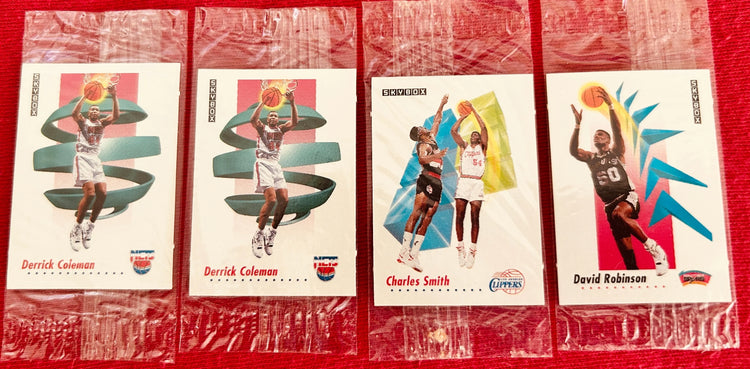 4 1991-92 SkyBox mini basketball cards David Robinson Derrick Coleman - AutographsForSale.com