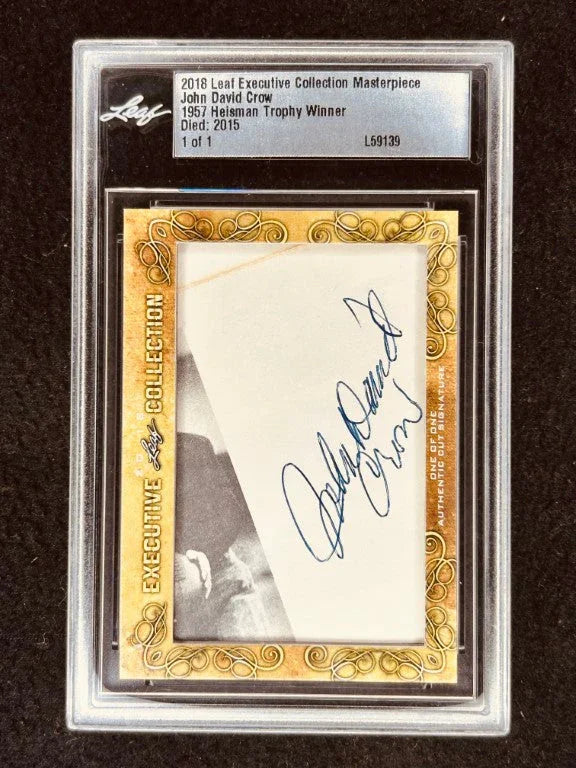 John David Crow 2018 Leaf Masterpiece Cut Signature certified signed card 1/1 Heisman Texas A&M JSA - AutographsForSale.com