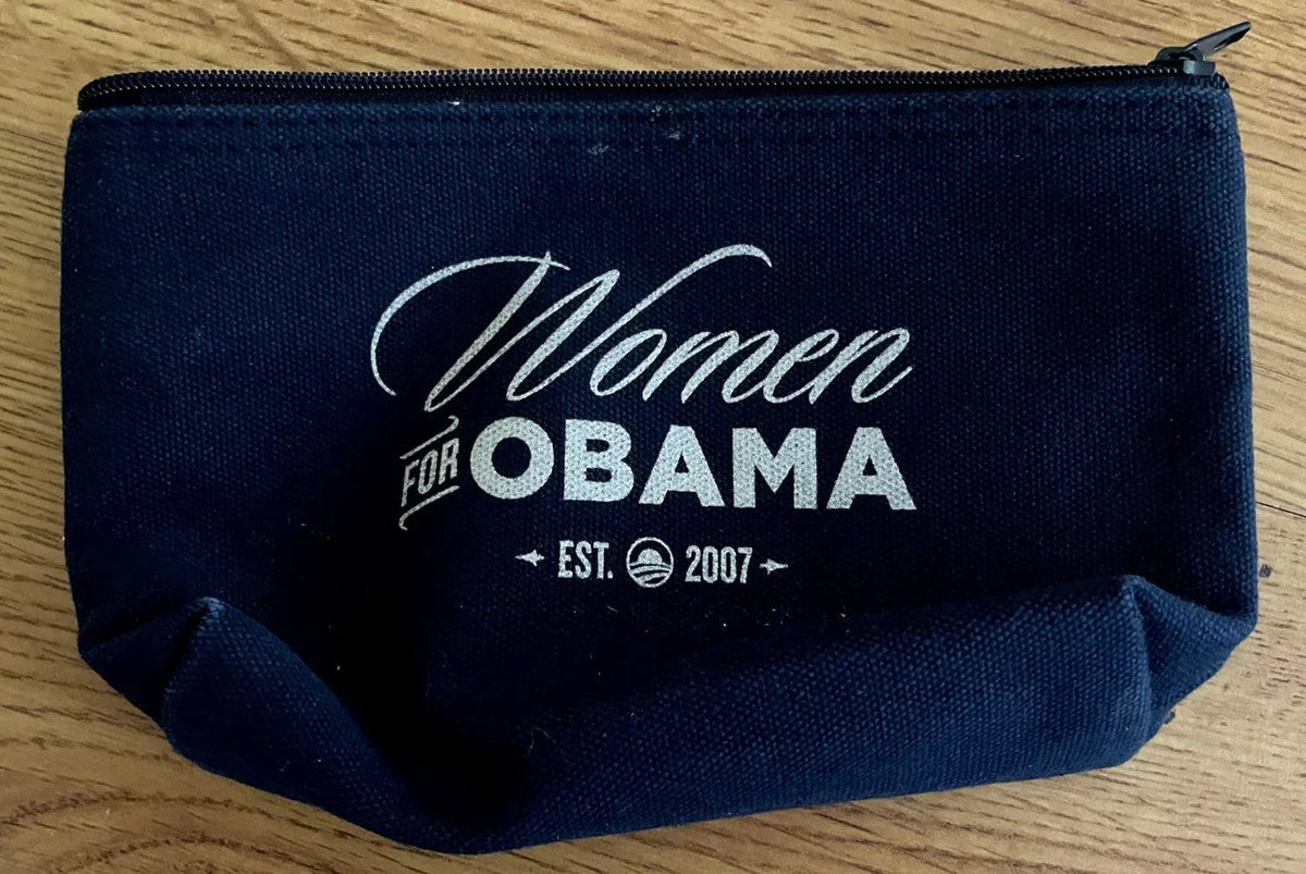 Women for Obama Est 2007 zippered & lined blue pouch excellent condition - AutographsForSale.com