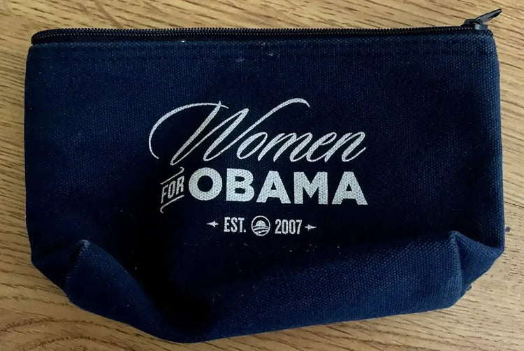 Women for Obama Est 2007 zippered & lined blue pouch excellent condition - AutographsForSale.com