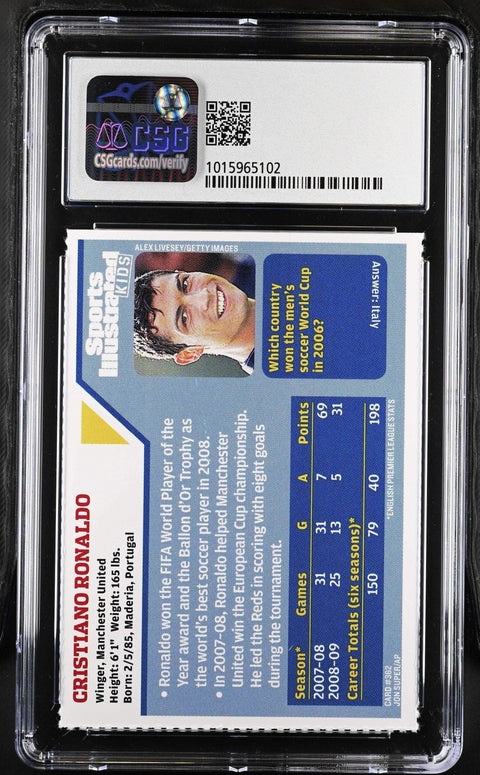 Cristiano Ronaldo 2009 SI for Kids soccer card CSG grade 8.5 - AutographsForSale.com