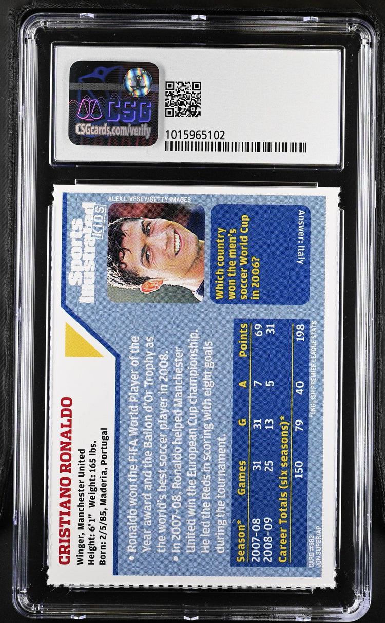 Cristiano Ronaldo 2009 SI for Kids soccer card CSG grade 8.5 - AutographsForSale.com