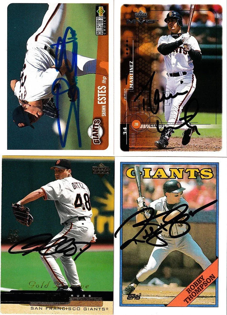 4 San Francisco Giants autographed cards Shawn Estes Russ Ortiz Robby Thompson - AutographsForSale.com