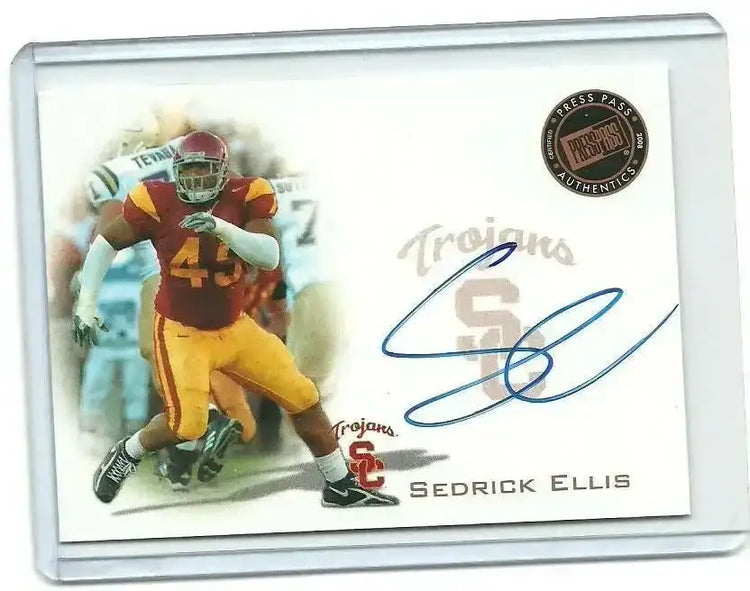 Sedrick Ellis certified autograph USC Trojans 2008 Press Pass card - AutographsForSale.com