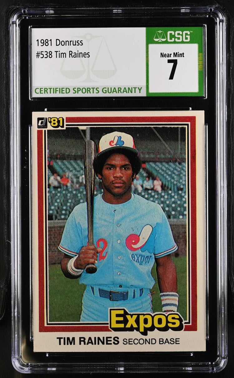 Tim Raines Expos 1981 Donruss RC 816 CSG 7 NrMt - AutographsForSale.com