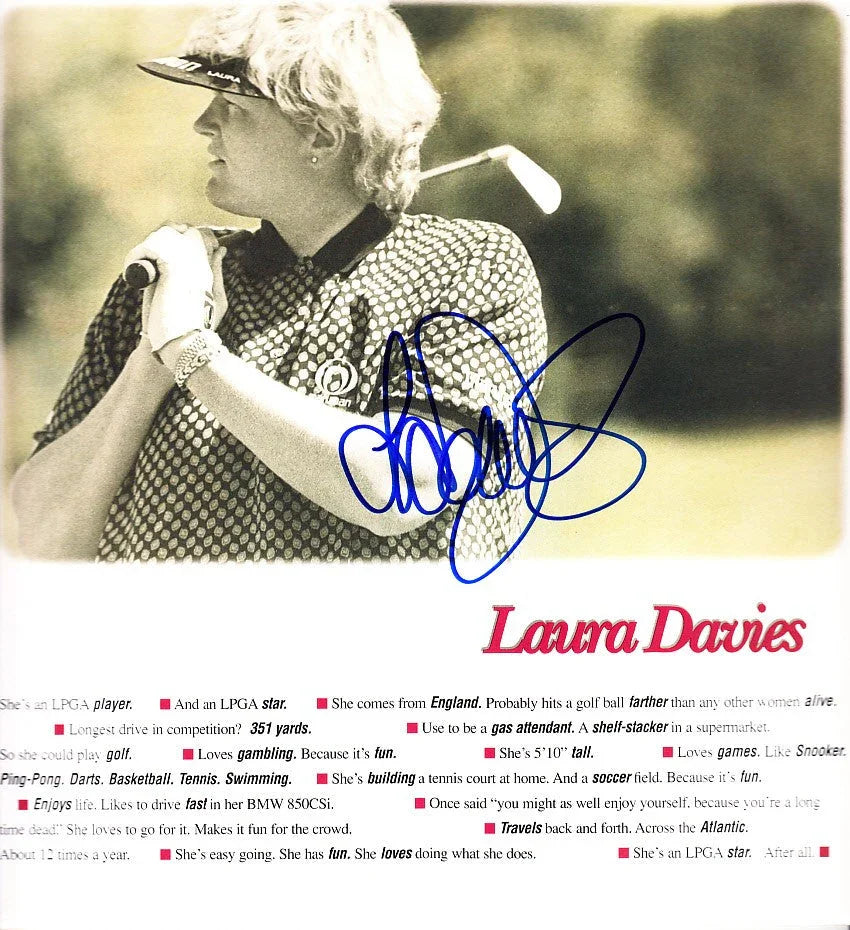 Laura Davies autographed 1996 LPGA golf calendar page photo - AutographsForSale.com