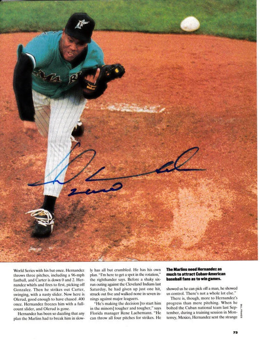 Livan Hernandez autographed Florida Marlins magazine photo - AutographsForSale.com