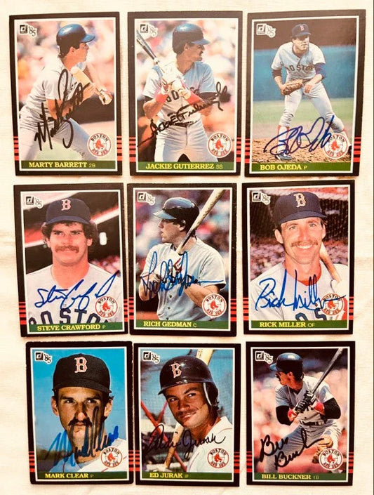 9 autographed 1985 Donruss Boston Red Sox cards Marty Barrett Rich Gedman Bob Ojeda - AutographsForSale.com
