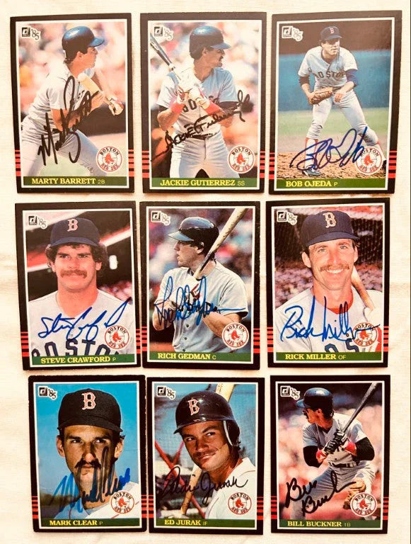 9 autographed 1985 Donruss Boston Red Sox cards Marty Barrett Rich Gedman Bob Ojeda - AutographsForSale.com