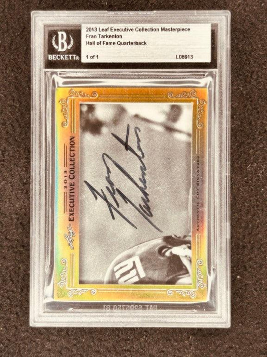 Fran Tarkenton 2013 Leaf Masterpiece Cut Signature certified signed card 1/1 JSA Vikings - AutographsForSale.com