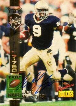 Jeff Burris certified autograph Notre Dame 1994 Signature Rookies card - AutographsForSale.com