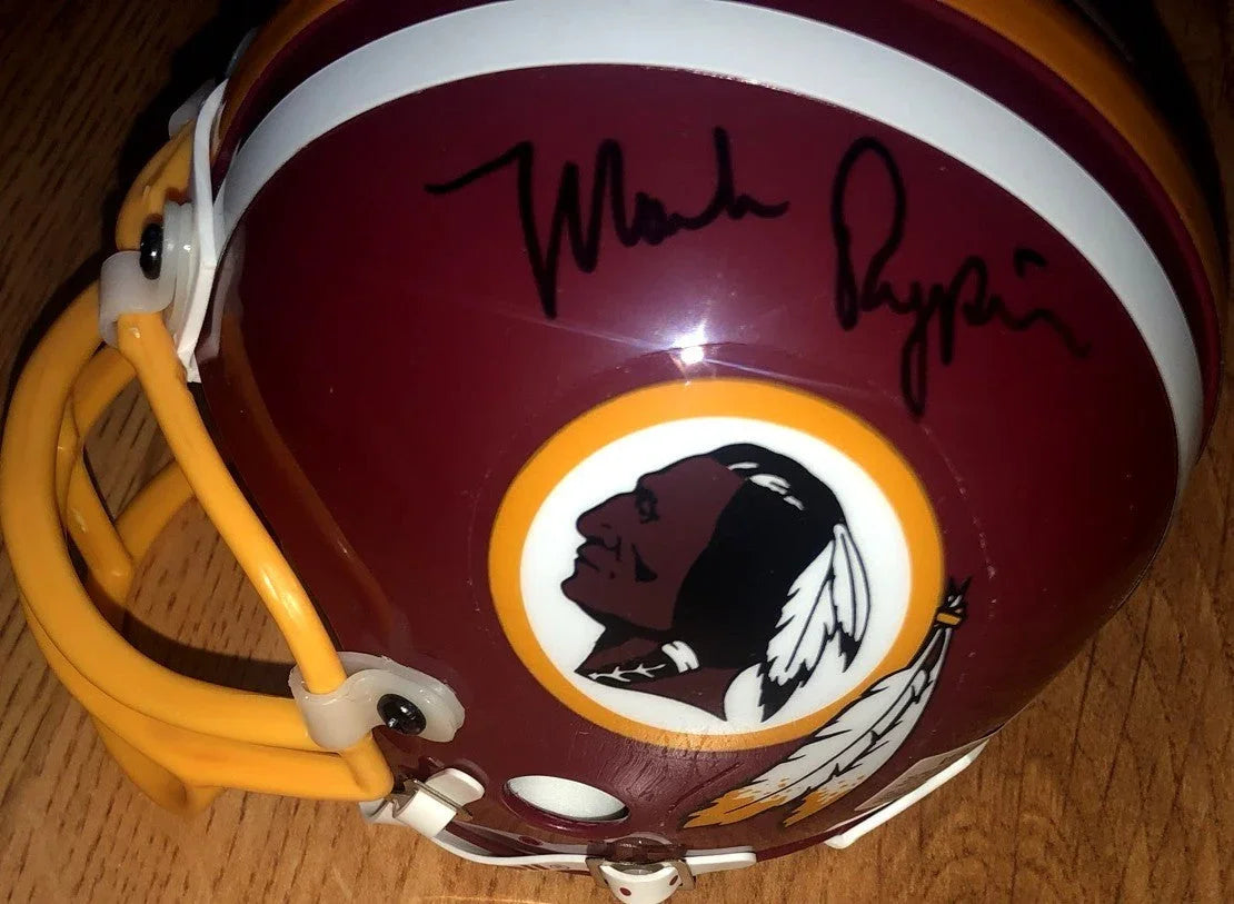 Mark Rypien & Joe Theismann signed Redskins mini helmet JSA - AutographsForSale.com