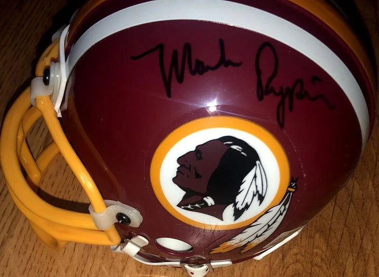 Mark Rypien & Joe Theismann signed Redskins mini helmet JSA - AutographsForSale.com