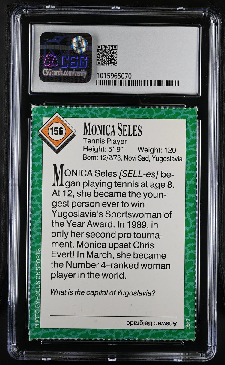 Monica Seles 1990 SI for Kids tennis Rookie Card CSG grade 8 - AutographsForSale.com