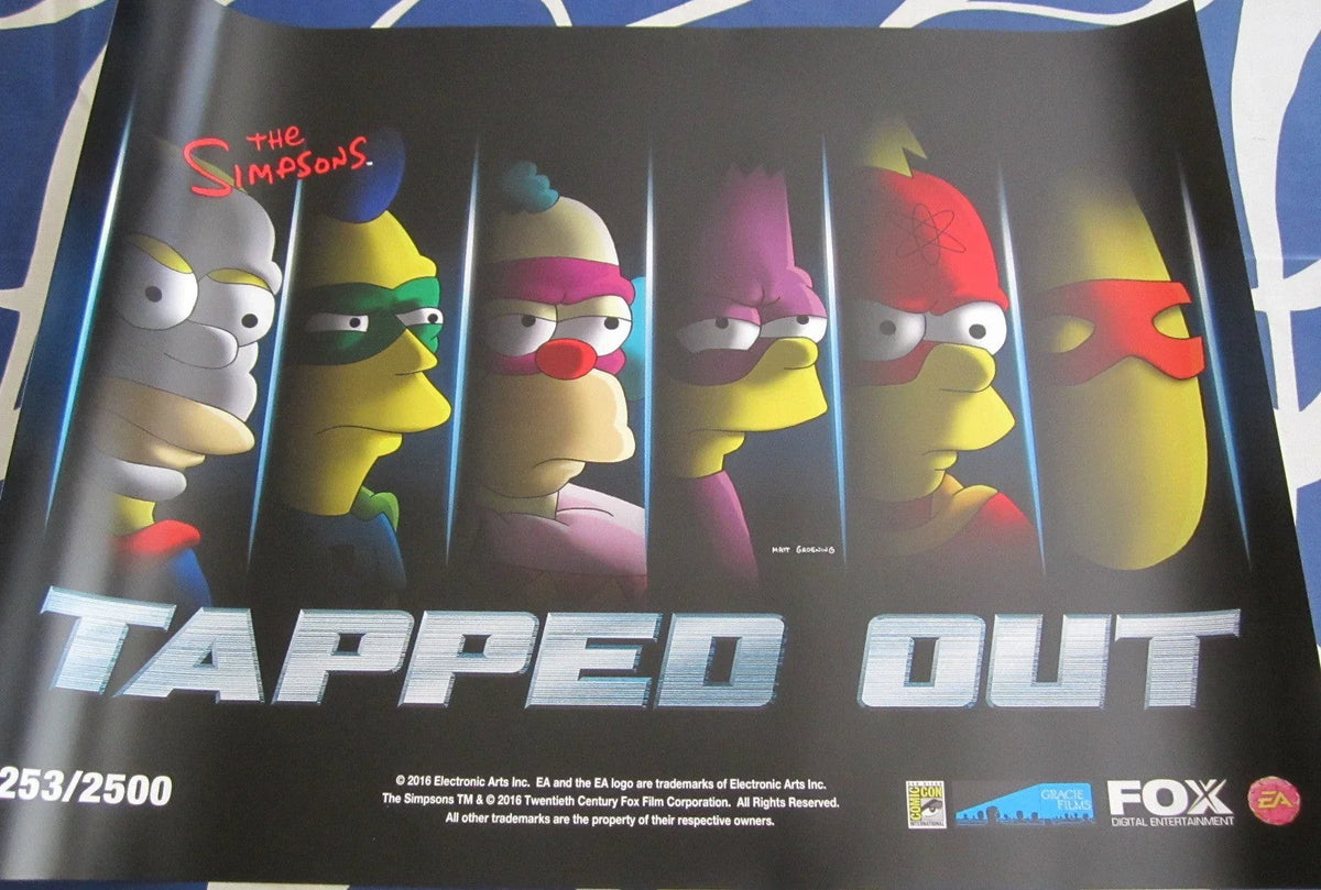 The Simpsons Tapped Out 2016 Comic-Con 18x24 promo poster #/2500 - AutographsForSale.com