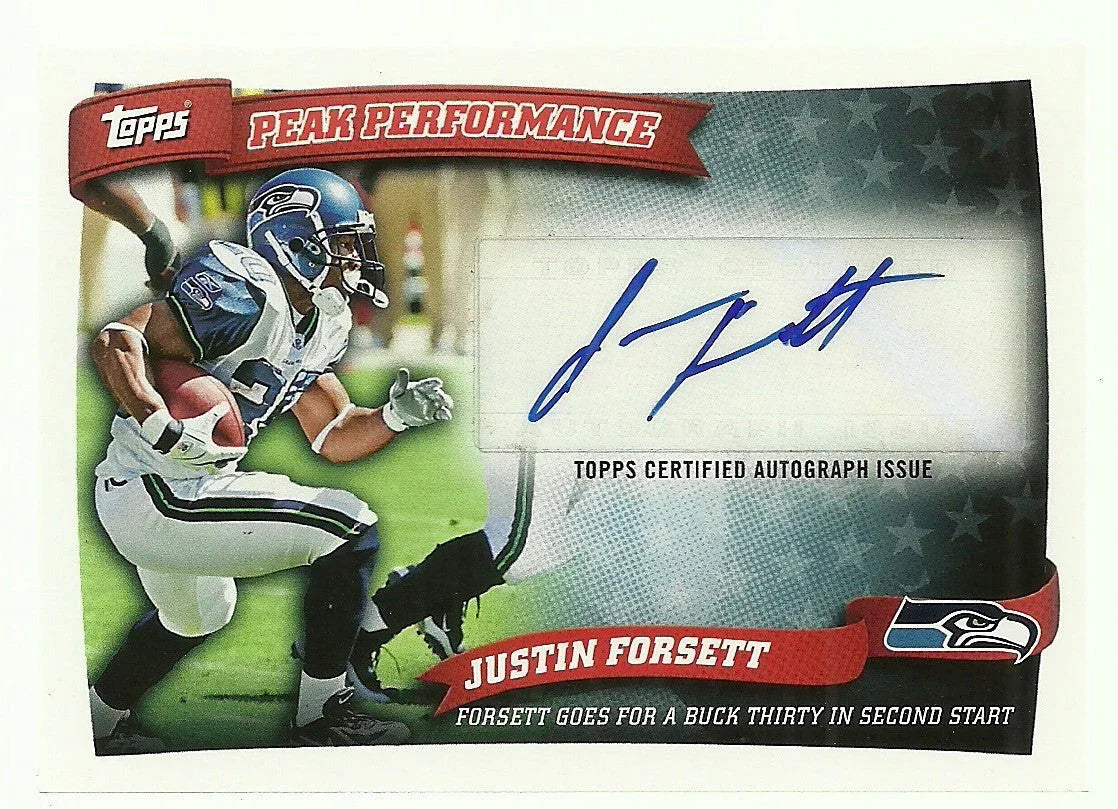 Justin Forsett certified signed Seahawks 2010 Topps Peak Performance RC - AutographsForSale.com
