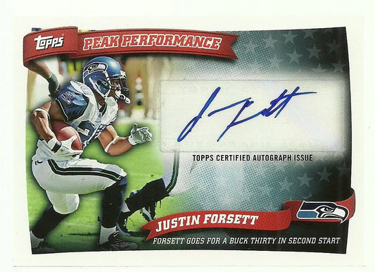 Justin Forsett certified signed Seahawks 2010 Topps Peak Performance RC - AutographsForSale.com