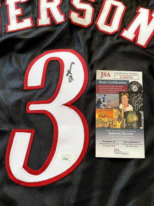 Allen Iverson signed Philadelphia 76ers Adidas black game model jersey JSA - AutographsForSale.com