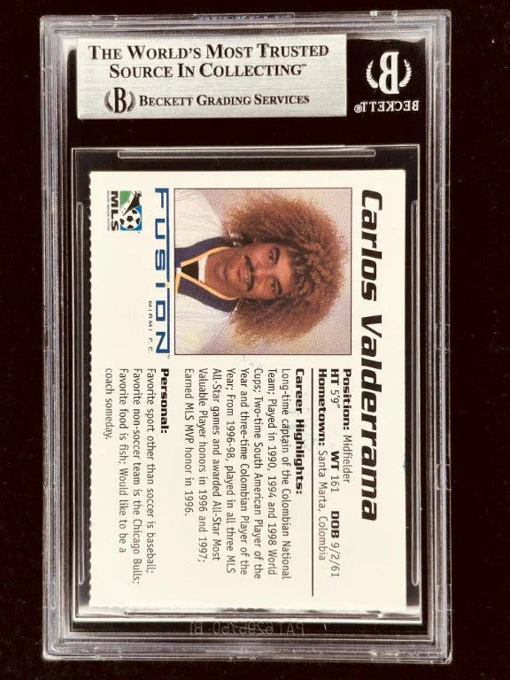 Carlos Valderrama signed 1998 MLS Miami Fusion card BAS certified - AutographsForSale.com