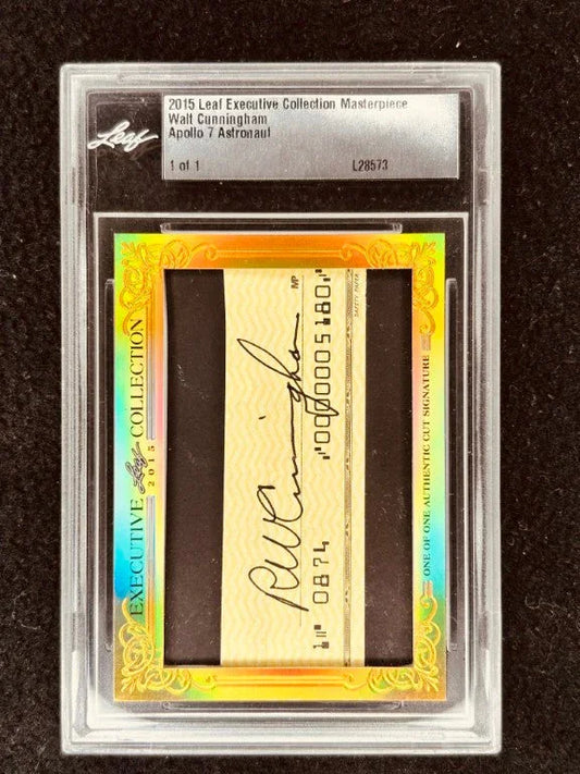 Walter Cunningham 2015 Leaf Masterpiece Cut Signature certified autograph card 1/1 PSA Apollo 7 - AutographsForSale.com