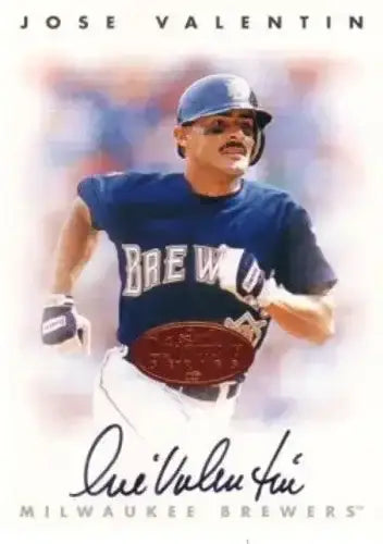 Jose Valentin certified signed Brewers 1996 Leaf Signature card - AutographsForSale.com