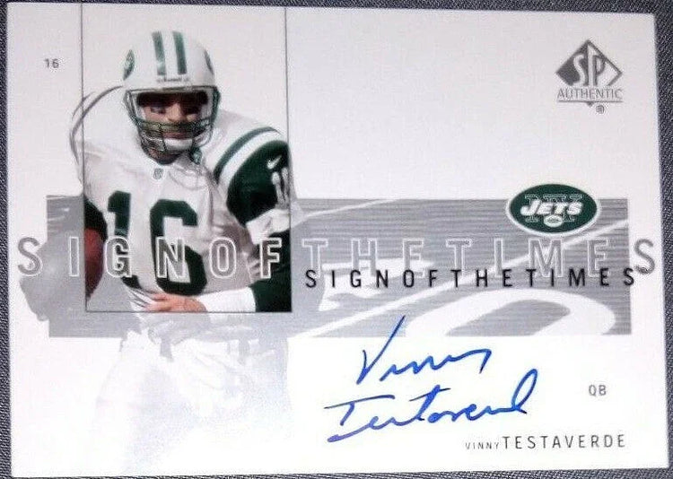 Vinny Testaverde certified signed NY Jets 2001 SP Authentic card - AutographsForSale.com