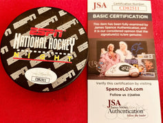 Willie O'Ree autographed vintage ESPN logo hockey puck JSA - AutographsForSale.com