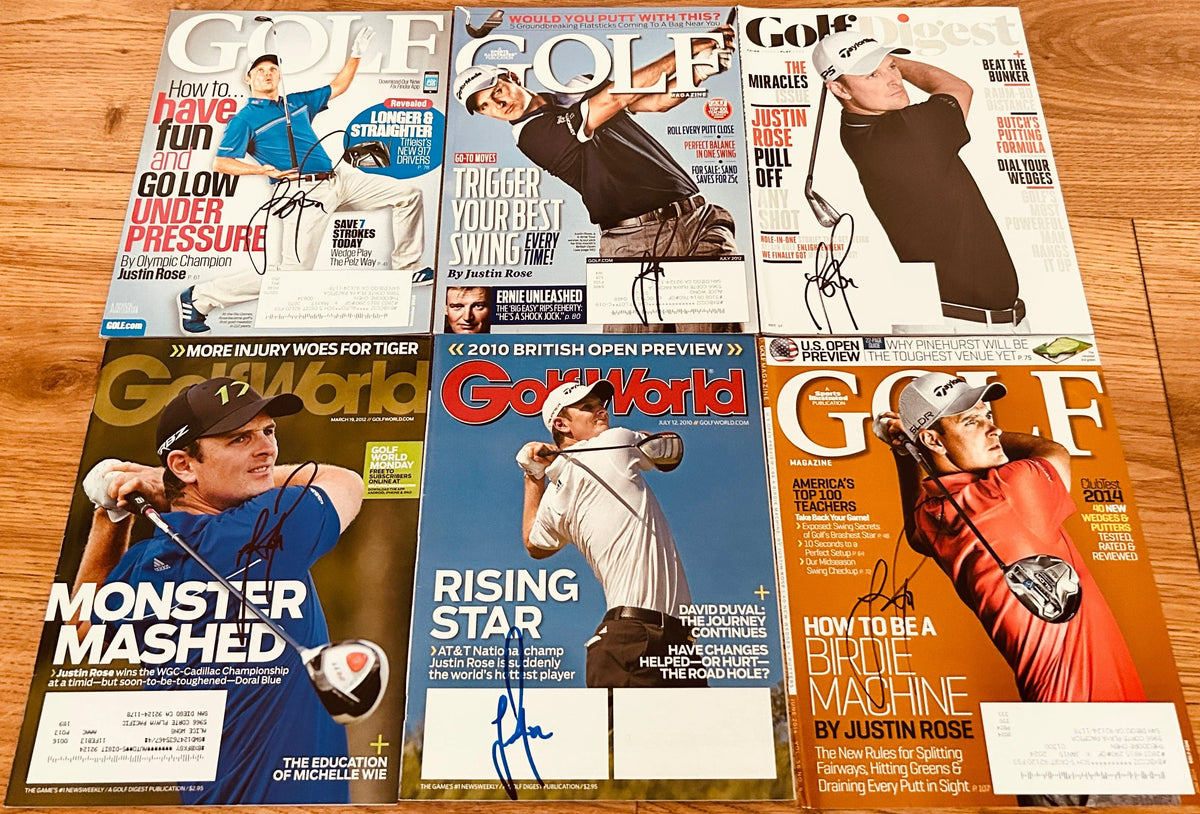 6 Justin Rose autographed Golf Digest Golf World issues - AutographsForSale.com
