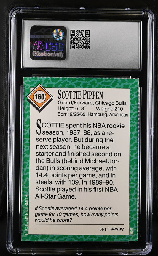 Scottie Pippen Chicago Bulls 1990 Sports Illustrated for Kids card CSG graded 8 NrMt-Mt - AutographsForSale.com